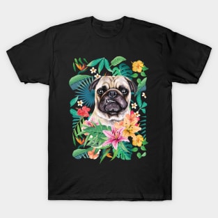 Tropical Pug 5 T-Shirt